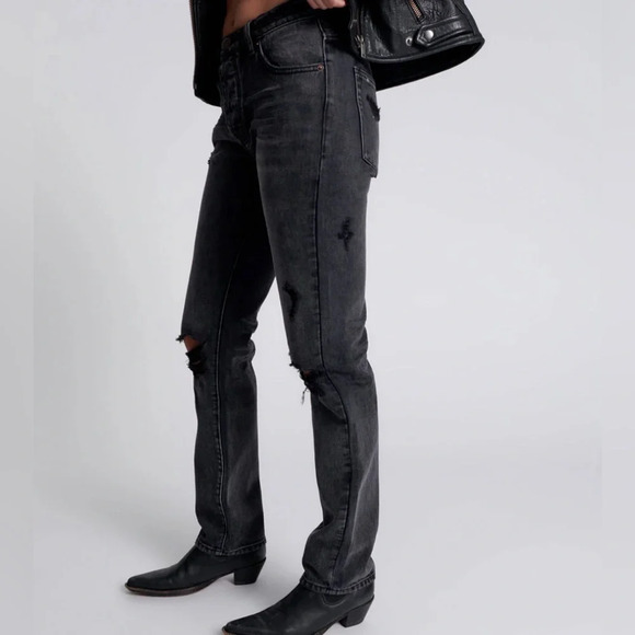 One Teaspoon NWT Messed Trucker Mid Waist Straight Leg Jeans Size 18 - Picture 2 of 10